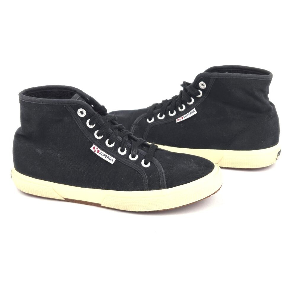 Superga Unisex 2754 High-Top Canvas Sneakers Black With Gum Sole Size Eu 38